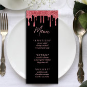 Menu Mariage de Parties scintillant en or rose et noir