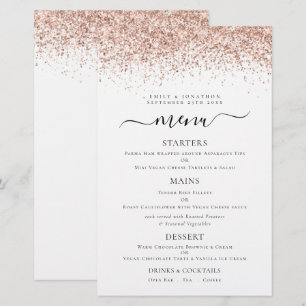Menu Mariage de Parties scintillant or Rose élégan
