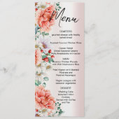 Menu Mariage de pivoine d'aquarelle (Devant)