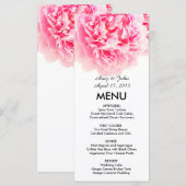 Menu Mariage de pivoine rose beaucoup de pivoine3 (Devant / Derrière)