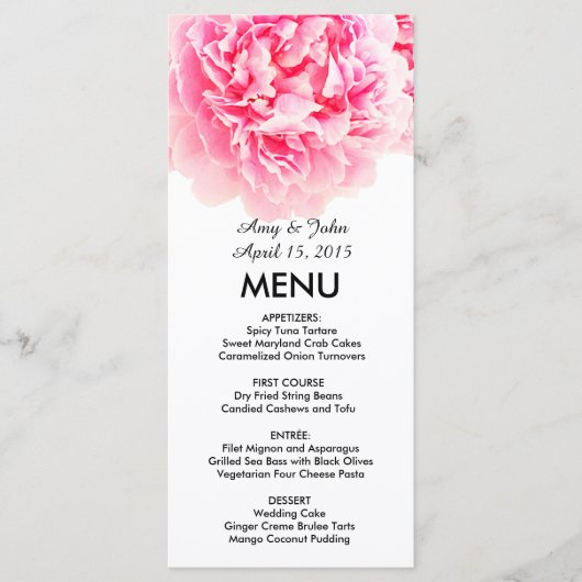 Menu Mariage de pivoine rose beaucoup de pivoine3 (Devant)