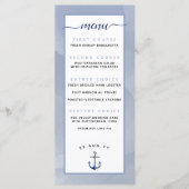 Menu ⚓ Mariage de plage à l'aquarelle bleue (Devant)