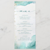 Menu Mariage de plage abstrait sarcelle et or moderne (Devant)