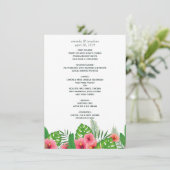 Menu Mariage de plage aux feuilles tropicales aquarelle (Debout devant)