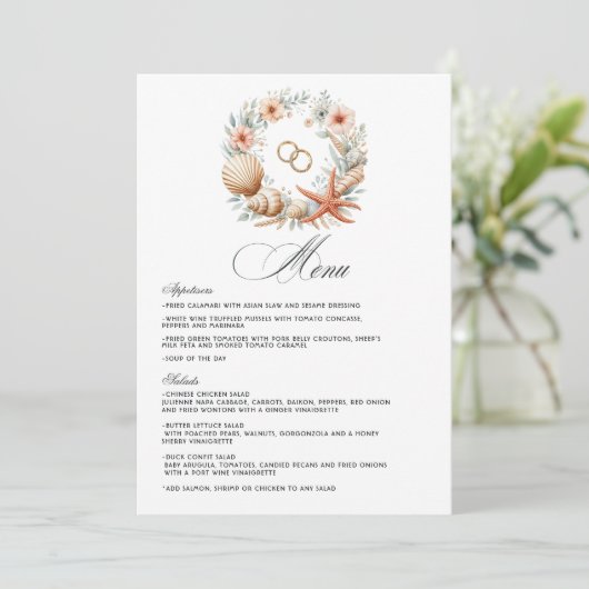 Menu Mariage de plage Coastal Chic (Debout devant)