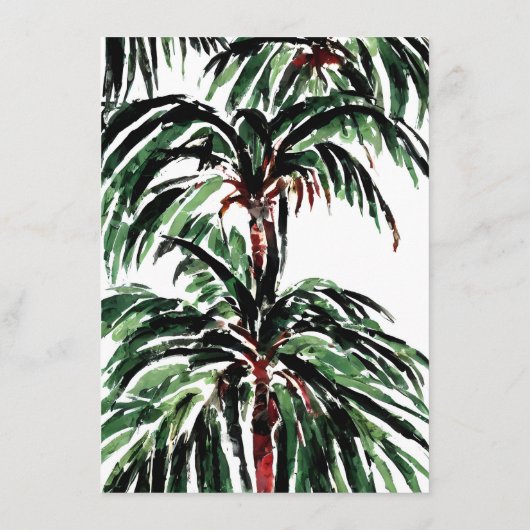 Menu Mariage de plage de palmiers peints moderne (Dos)