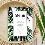 Menu Mariage de plage de palmiers peints moderne<br><div class="desc">Peinture d'artisanat de palmiers inspiré avec du texte noir.</div>