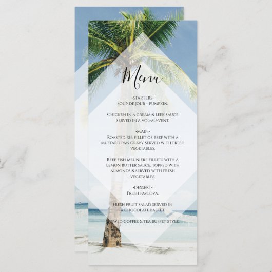 Menu Mariage de plage de palmiers tropicaux (Devant / Derrière)
