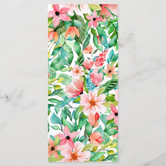 Menu Mariage de plage fleurie tropicale (Dos)