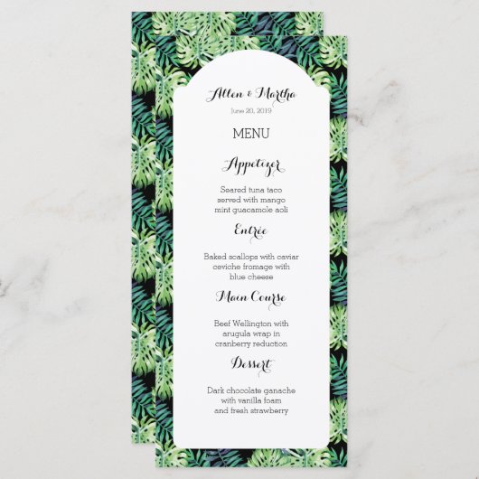 Menu Mariage de plage Hawaiian Island (Devant / Derrière)