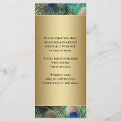 Menu Mariage de plumes de paon d'or (Dos)