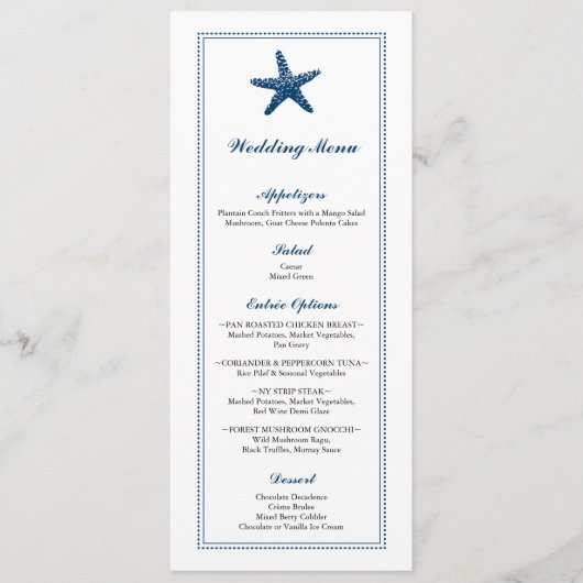 Menu Mariage de poisson d'eau douce bleu marine (Devant)