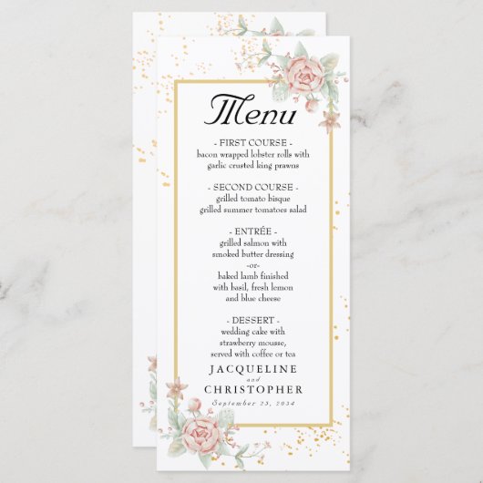 Menu Mariage de poitrine rose Rose Dusté (Devant / Derrière)