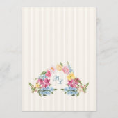 Menu Mariage de printemps à monogramme floral bleu fran (Dos)
