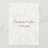 Menu Mariage de printemps floral violet et blanc (Dos)