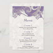 Menu Mariage de printemps floral violet et blanc (Devant / Derrière)
