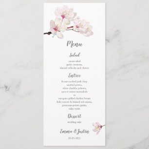 Menu Mariage de printemps japonais Sakura rose cerise e
