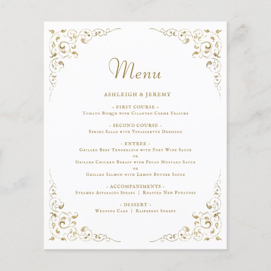 Menu Mariage de remplissage du script Gold Budget (Devant)