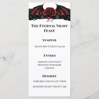 Menu Mariage de romance sombre gothique vampire de nuit