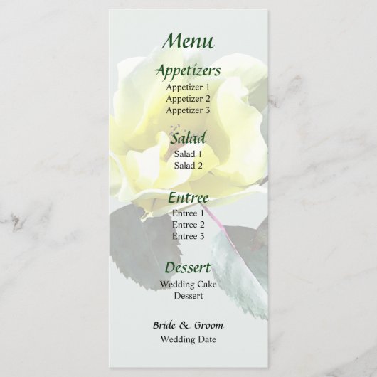 Menu Mariage de Rose Jaune délicat (Devant)