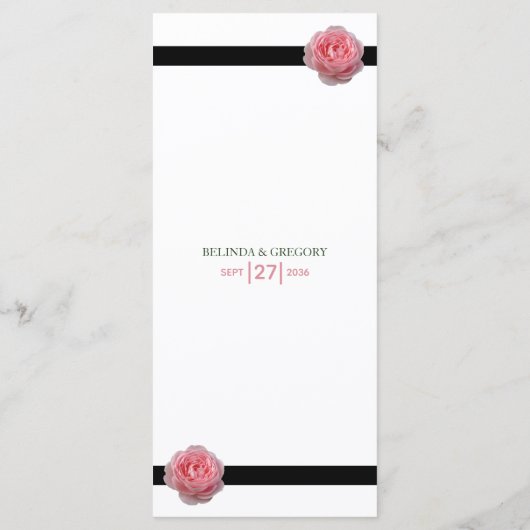 Menu Mariage de ruban noir rose (Dos)