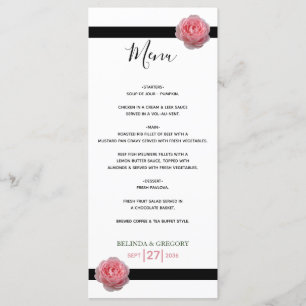 Menu Mariage de ruban noir rose