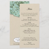 Menu Mariage de sage Succulent (Devant / Derrière)