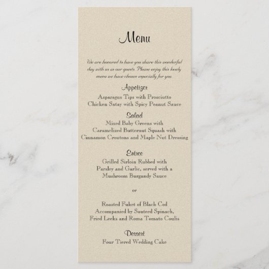 Menu Mariage de sage Succulent (Devant)