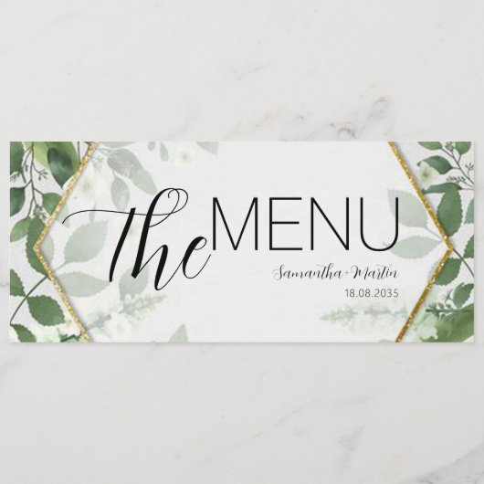 Menu Mariage de script botanique minimal (Dos)