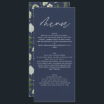Menu Mariage de script botanique moderne bleu marine<br><div class="desc">Menu rustique moderne et naturel monochrome vert floral et botanique mariage. Avec de beaux textes de script et de sauge vert,  gris,  bleu marine et blanc feuillage aquarelle détails. Cette collection de mariages modernes saura vous séduire par le style de votre grand jour.</div>