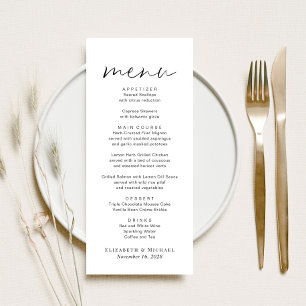 Menu Mariage de script chic