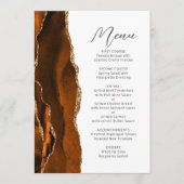 Menu Mariage de script d'agate or orange brûlé (Devant)