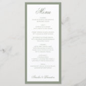 Menu Mariage de script de bordure verte de la page élég (Devant)