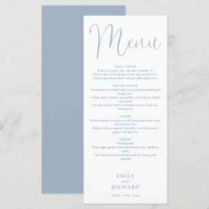 Menu Mariage de script de calligraphie bleu foncé