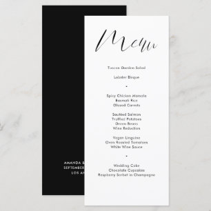 Menu Mariage de script de calligraphie noir délicat