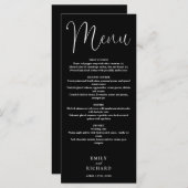 Menu Mariage de script de calligraphie noir et blanc (Devant / Derrière)