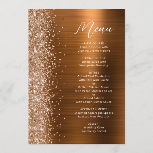 Menu Mariage de script de Parties scintillant de verre  (Devant)