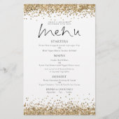 Menu Mariage de script de Parties scintillant d'or (Devant)
