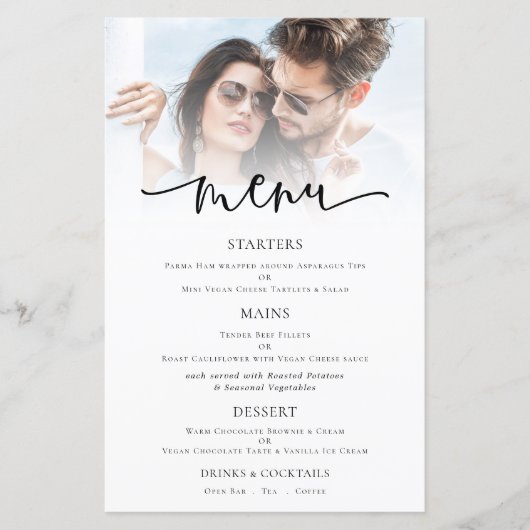 Menu Mariage de script de superposition de photo b (Devant)