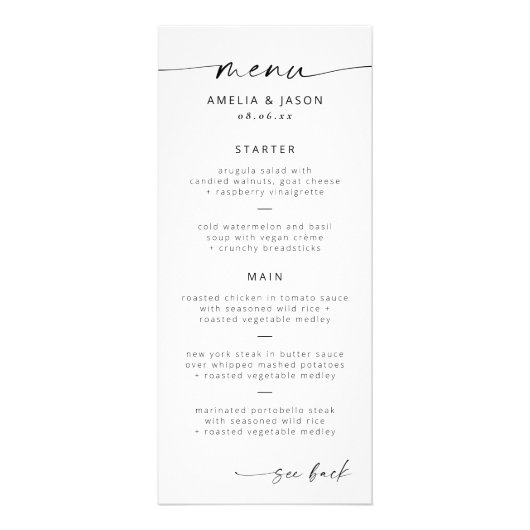 Menu Mariage de script élégant et moderne (Devant)