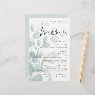 Menu Mariage de script élégant Eucalyptus Budget