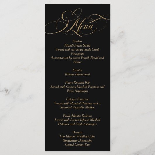 Menu Mariage de script élégant noir (Devant)