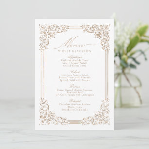 Menu Mariage de script élégant pour cadre Vintage neutr
