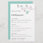 Menu Mariage de script Feuille d'aquarelle budgéta (Devant / Derrière)