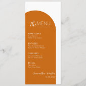 Menu Mariage de script minimal Boho en terre cuite (Devant)