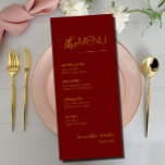 Menu Mariage de script minimal Bourgogne<br><div class="desc">Ce menu de Mariage de test de script minimal est parfait pour vous si vous cherchez un menu de dîner Mariage beau et facile à utiliser. le menu est livré dans un style de typographie de base avec un script minimaliste et une touche serif.</div>