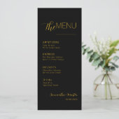 Menu Mariage de script minimal Gold noir (Debout devant)