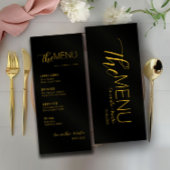 Menu Mariage de script minimal Gold noir