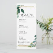 Menu Mariage de script minimal verdure (Debout devant)