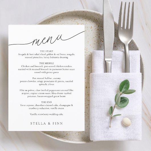 Menu Mariage de script minimaliste moderne